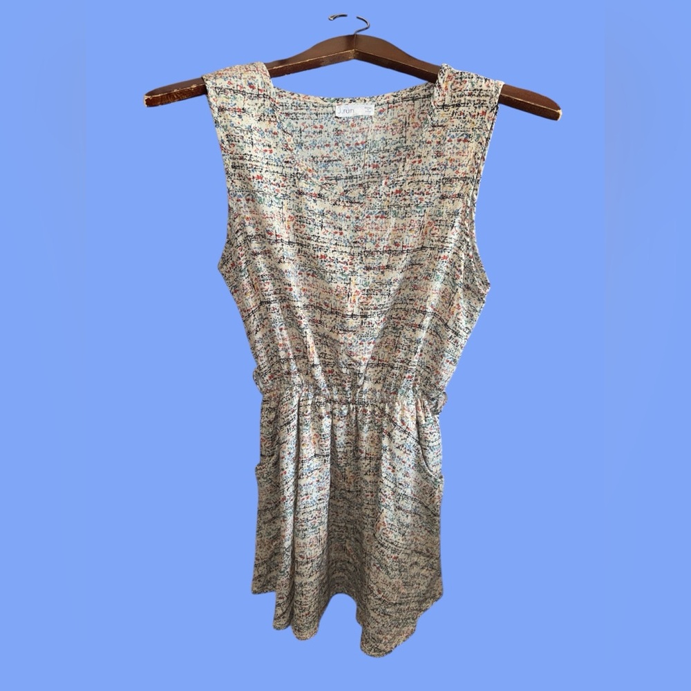 J. run Light Multi-Color Sleeveless Small Dress with Paint Splatter Design Used